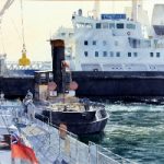 The Mermaid in Dock – Harwich – Watercolour Painting by Royal Society of Marine Artists member Richard Cave