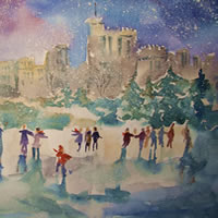 Ice Skating – Windsor Castle Berkshire Art Gallery – Christmas Cards & Prints