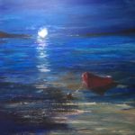 Moonlight Sonata – Calm Sea – Moored Boat – Maidenhead Berkshire Artist Wendy Mercer