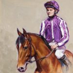 Racehorse Saxon Warrior and Jockey – Equine Art by Society of Equestrian Artists Catherine Ingleby