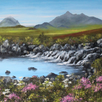 Sligachan, Isle of Skye, Scotland – Oil Painting by Cookham Arts Club Artist Maria Meerstadt