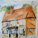 The Crispin Inn – Wokingham – Pen and Wash Sketch – Finchampstead Artist Mohan Banerji