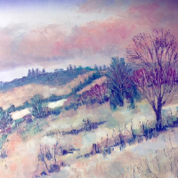 New Forest Snow Scene – Oil Painting – Berkshire Landscape Artist Clare Buchta