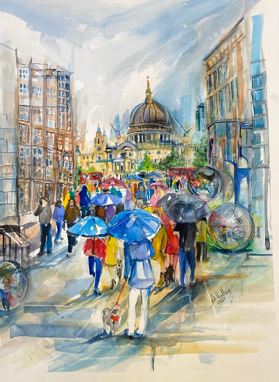 St Pauls Cathedral London Cityscape by Society of Women Artists member Jenny Whalley from Sandhurst Berkshire