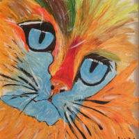 Ginger Cat on Glass – Contemporary Animal Artist Lee Driver