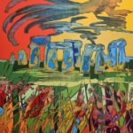 Stonehenge Wiltshire – English Monument – Contemporary Abstract Acrylic Painting by Berkshire Artist Simon Pink