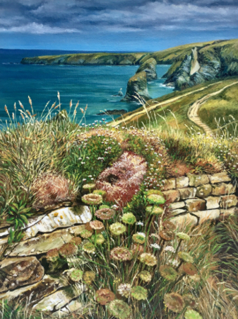 Bedruthan Steps, Cornwall - Scenic Oil Painting by Landscape Artist Yana Kucheeva