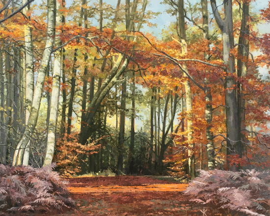Swinley Forest, Berkshire - Autumn - Oil Painting by Landscape Artist Yana Kucheeva