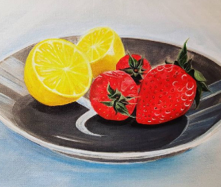Lemons & Strawberries - Still Life Painting - Windsor Berkshire Artist Sucheta Rose - Artmind2soul