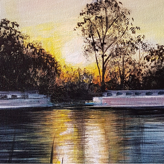 Reflections of Old Windsor - River Landscape Painting - Berkshire Landscape Artist Sucheta Rose