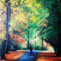 Windsor Great Park, Berkshire - Woodland Walk Landscape Painting - Acrylic Artist Sucheta Rose