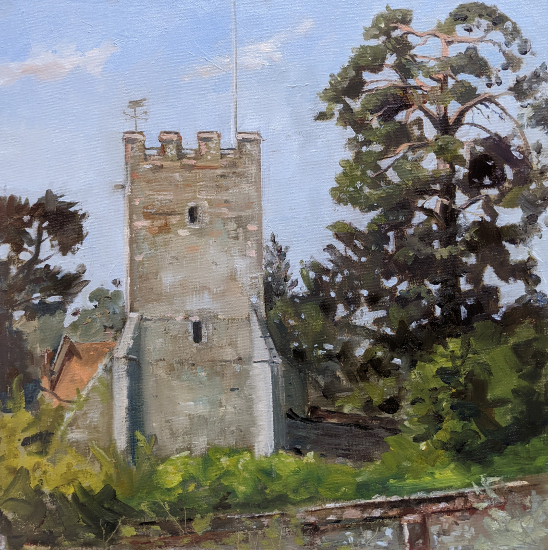 Greys Court, Old Tower - Oil Painting by Sky Arts Landscape Artist of the Year 2020 Shelagh Casebourne