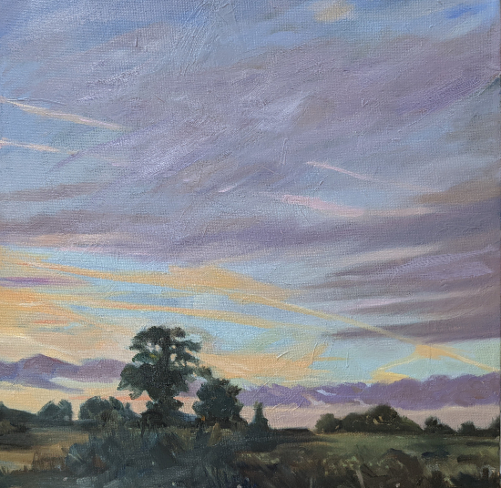 Summer Sunset - Landscape Painting by Sky Arts LAOTY Finalist 2020, Shelagh Casebourne