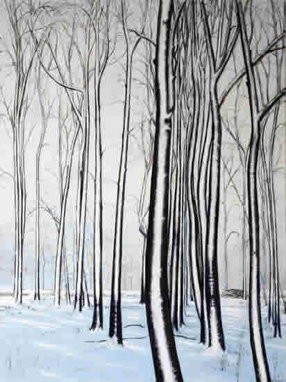 Snowy Chazey Wood - Winter Art Gallery - Landscape Painting by Caversham Artist Michael Norcross