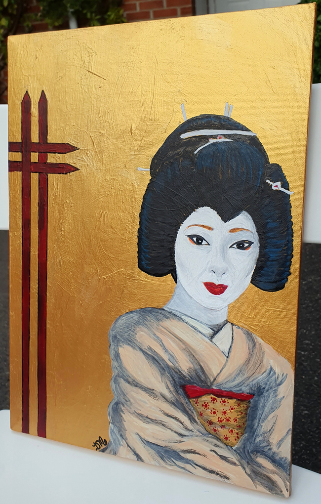 Modern Portrait Painting - Japanese Lady - Langley Slough Berkshire Artist Deborah Ann Miller