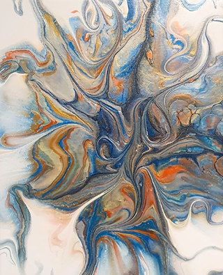 Original Acrylic Fluid Pour on Canvas - Deborah Ann Miller - Nightfallen Art