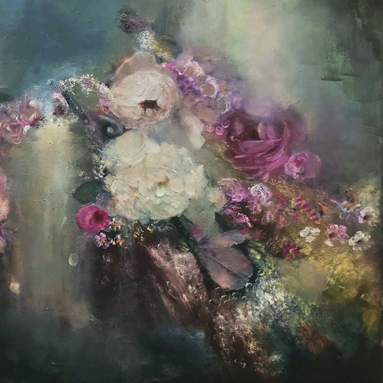 Hydrangea_Bomb - Floral Oil Painting by Newbury Berkshire Artist Ruma Husain