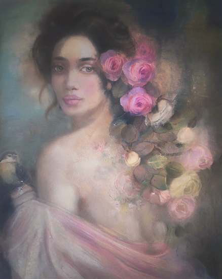 Original Artwork - Oil Painting by Newbury Berkshire Artist Ruma Husain - The Nature in Her